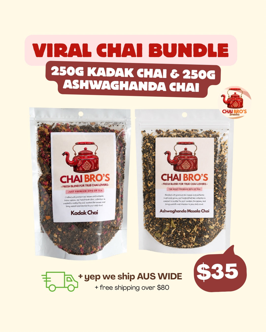 CHAI BUNDLE - 250g Kadak Chai & 250g Ashwaghanda Chai