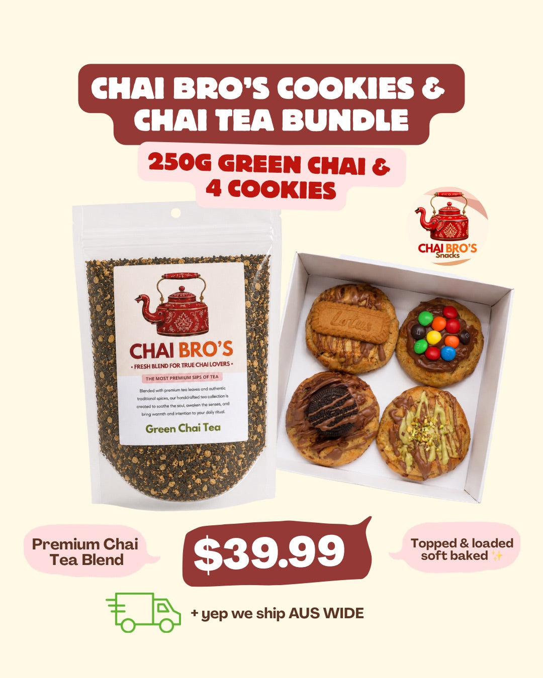Chai Tea & 4 Cookies Bundle